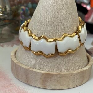 Trifari Gold and White Wave Bracelet